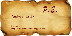Paskes Erik névjegykártya